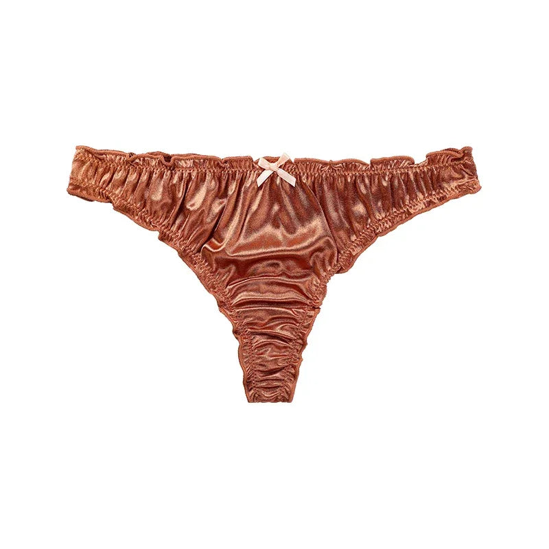 1Pcs/7Pcs Hot Sale Ladies Frill Trim Satin Ice Silk Seamless No Show Underwear - Empire P.E
