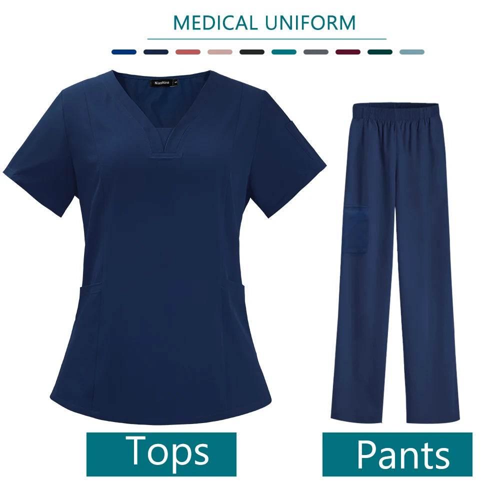 Nurse Medical Uniform High Quality Scrubs Short Sleeve Elastic Pants - Empire P.E