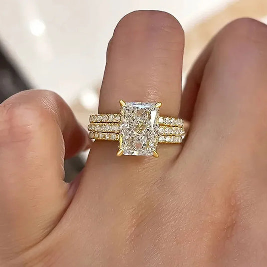 925 Sterling Silver 3Pc/Set Wedding Rings Set