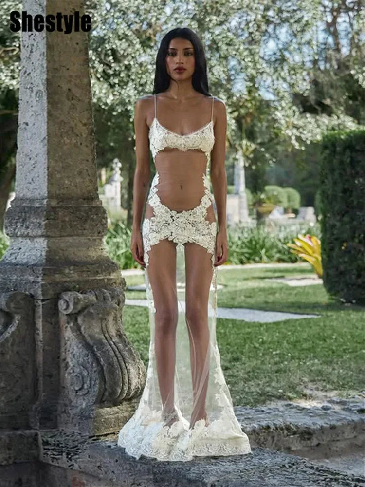 Lace Transparent Mini Dress - Empire P.E