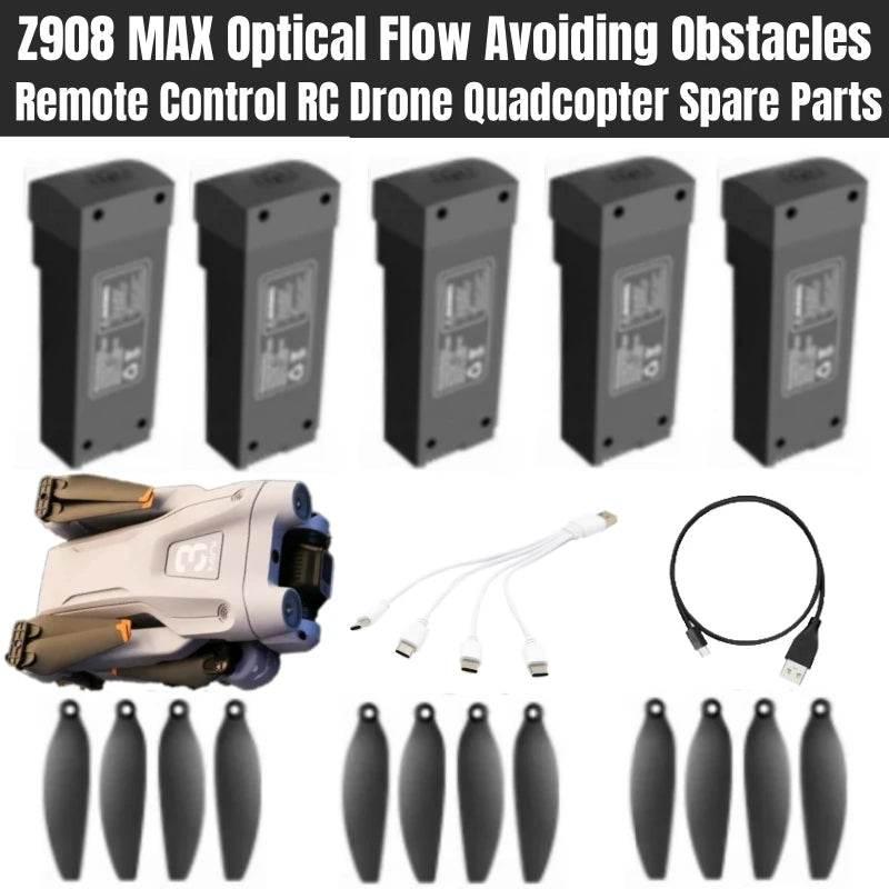 Z908 MAX Optical Flow Avoiding Obstacles 8K Remote Control RC Drone Quadcopter Spare Parts 3.7V 2000MAH Battery/Propeller/USB - Empire P.E
