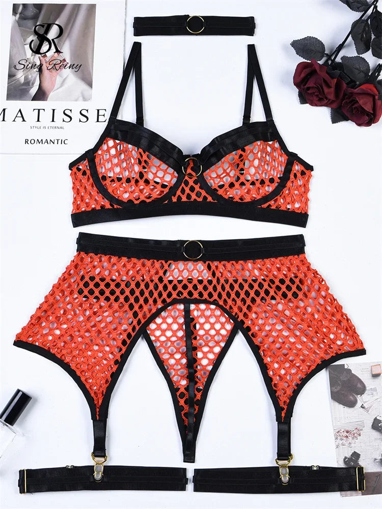 Mesh Porno Lingerie 4 Pieces Suits - Empire P.E