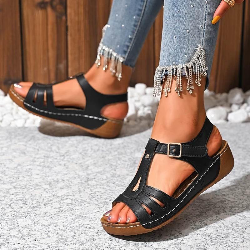 2025 Summer Women Wedge Sandals Lightweight Ankle Buckle Platform Gladiator Sandals Woman Peep Toe Non Slip Beach Sandles 36-43 - Empire P.E