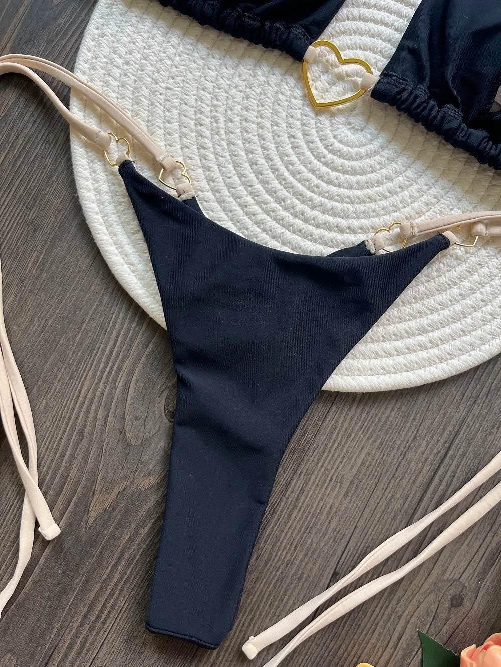 RUOTONSEPT Sexy Halter Solid color Bikini Set Women's Swimsuit Two-piece Triangle Thong Swimwear Bathing Suit Brazilian Biquinis - Empire P.E