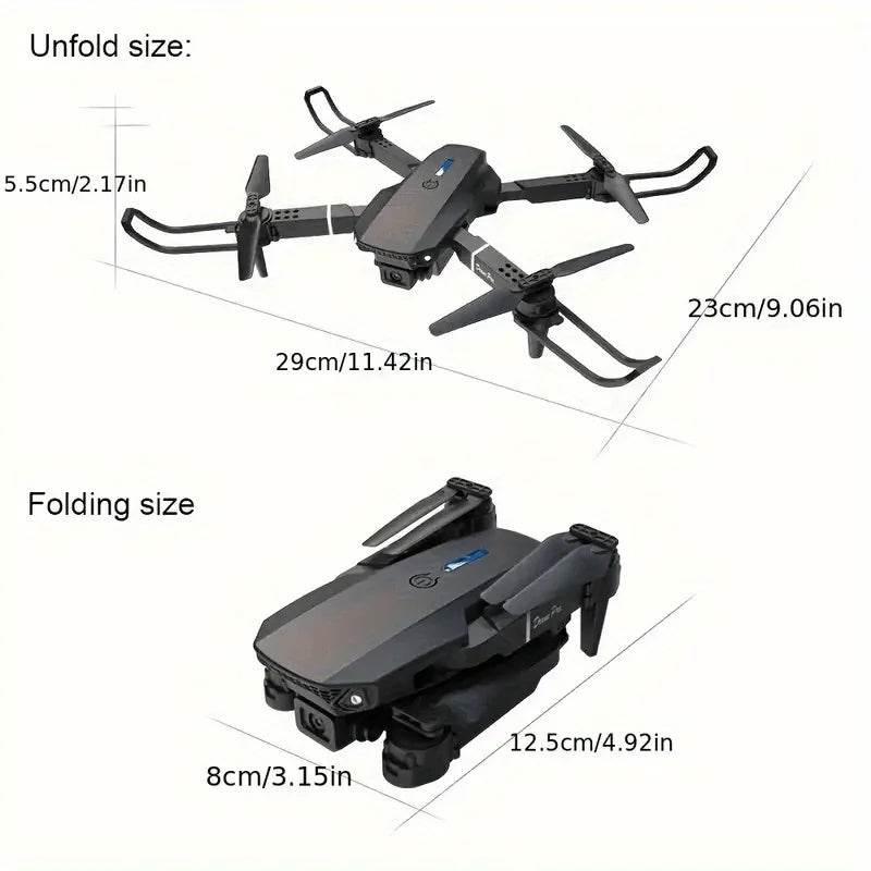 E88 Drone with Dual 4K HD Cameras, Wi-Fi, USB Charging, 1181.1inch Max Altitude, 3m/s Speed, One-Click Return, No GPS,4k drone - Empire P.E