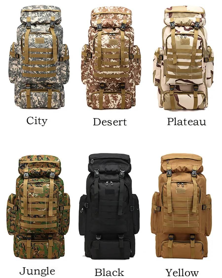 80L Waterproof Molle Camo Tactical Backpack Military Army Hiking Camping Backpack Travel Rucksack Outdoor Sports Climbing Bag - Empire P.E