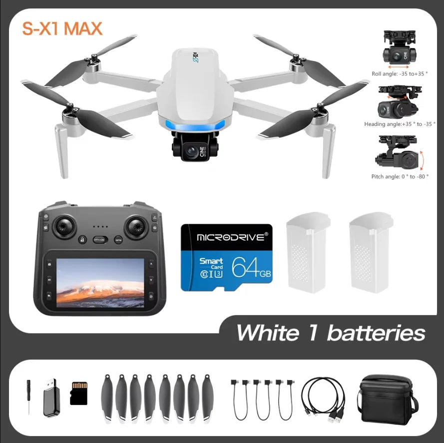 Mini Drone with Screen 3-Axis Anti-shake Gimbal 4K Aerial HD Cameras - Empire P.E