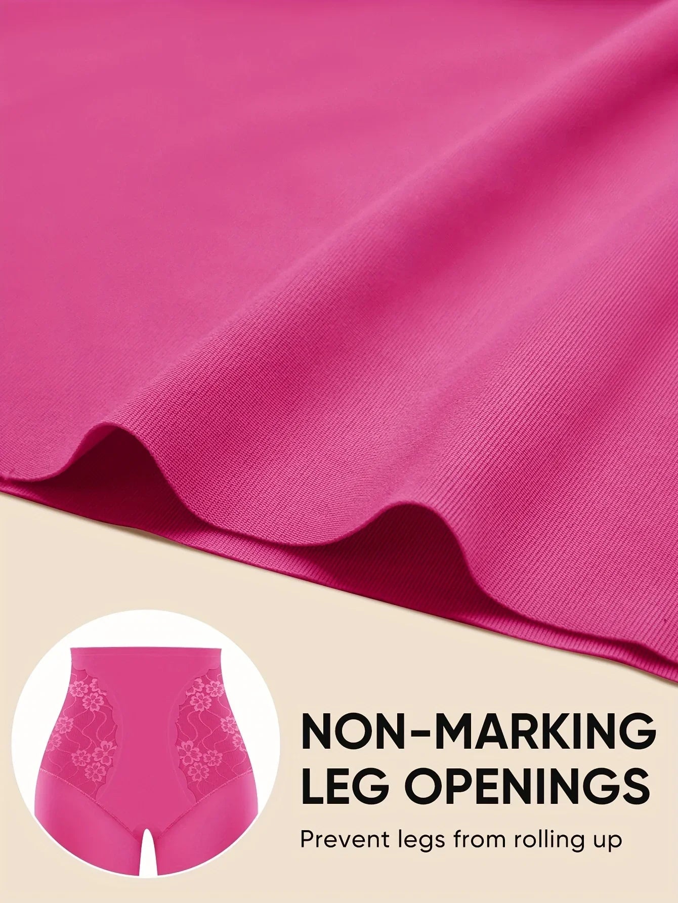 Shorts Underwear - 1XL-5XL, Vibrant Pink with Floral Lace Panels - Empire P.E