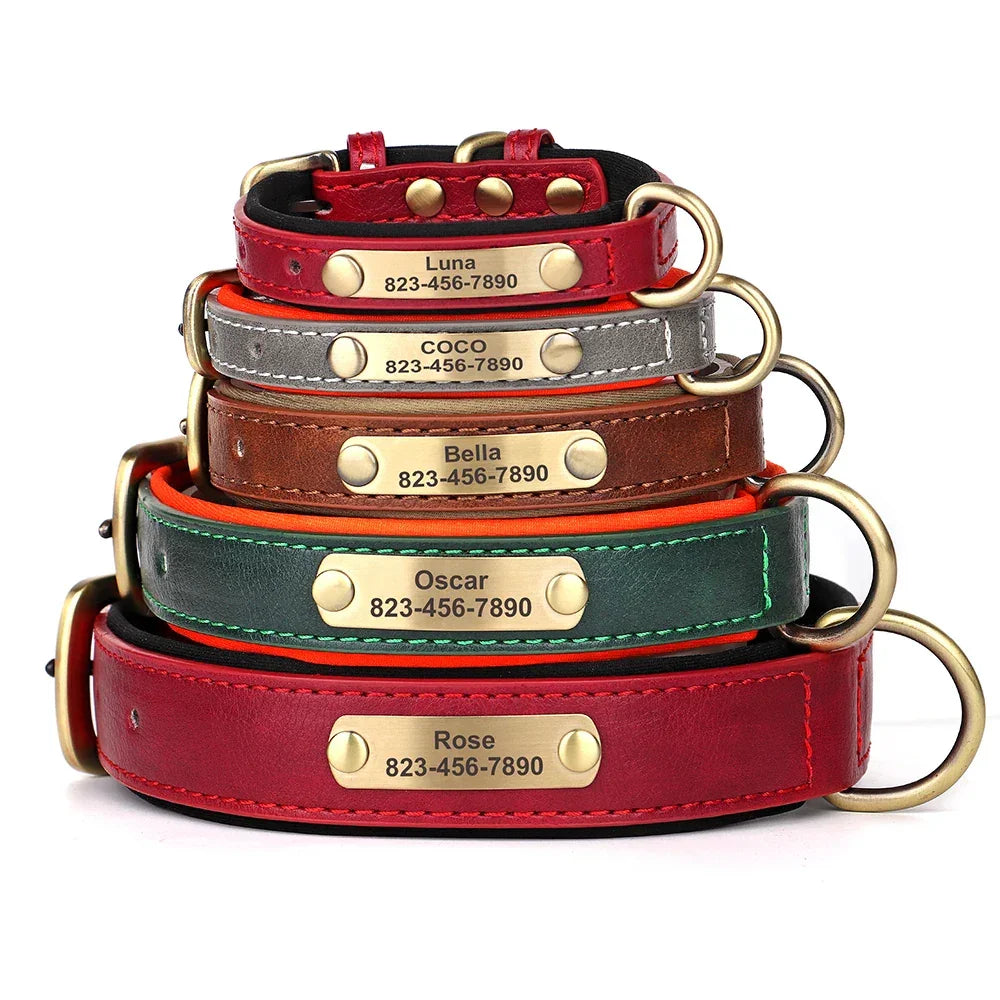 Personalized Dog Collar Custom Engraved PU Leather - Empire P.E