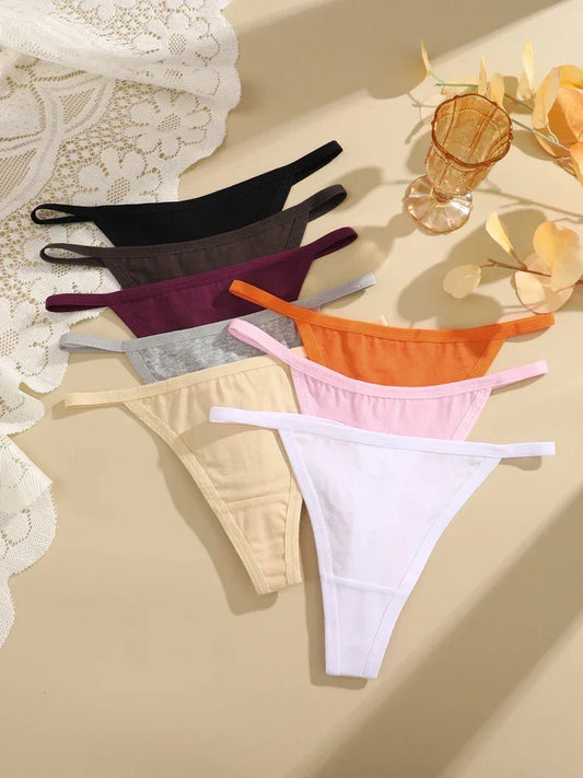 4Pcs Women's Cotton Thongs Thin Waist Underwear S-XL - Empire P.E