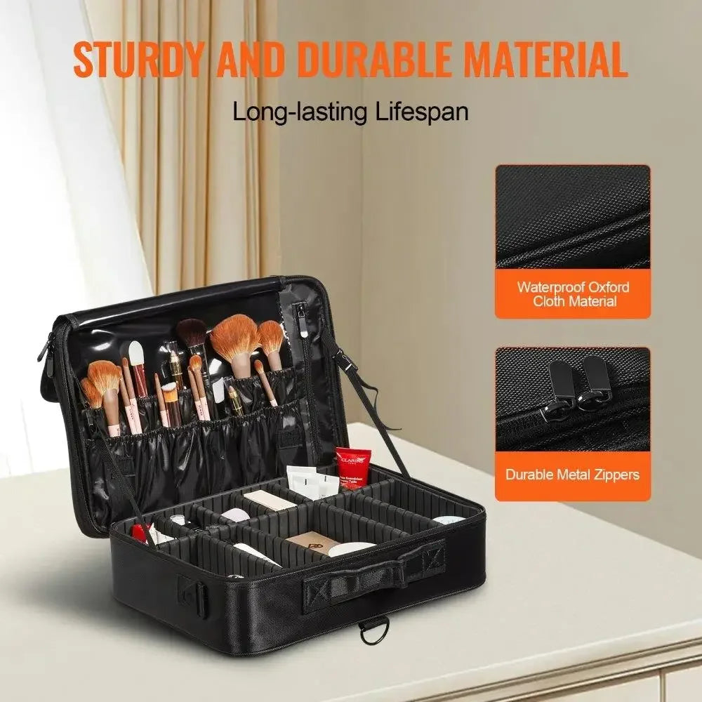 Makeup Storage Case Large 3 Tier Waterproof Oxford Fabric