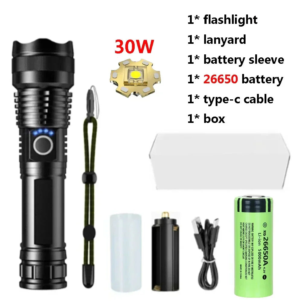 Aluminum Alloy Glare Flashlight 26650/18650 USB Charging - Empire P.E