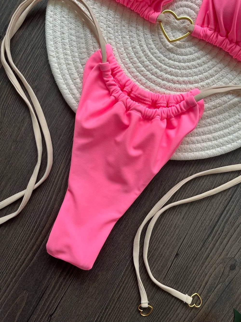 RUOTONSEPT Sexy Halter Solid color Bikini Set Women's Swimsuit Two-piece Triangle Thong Swimwear Bathing Suit Brazilian Biquinis - Empire P.E
