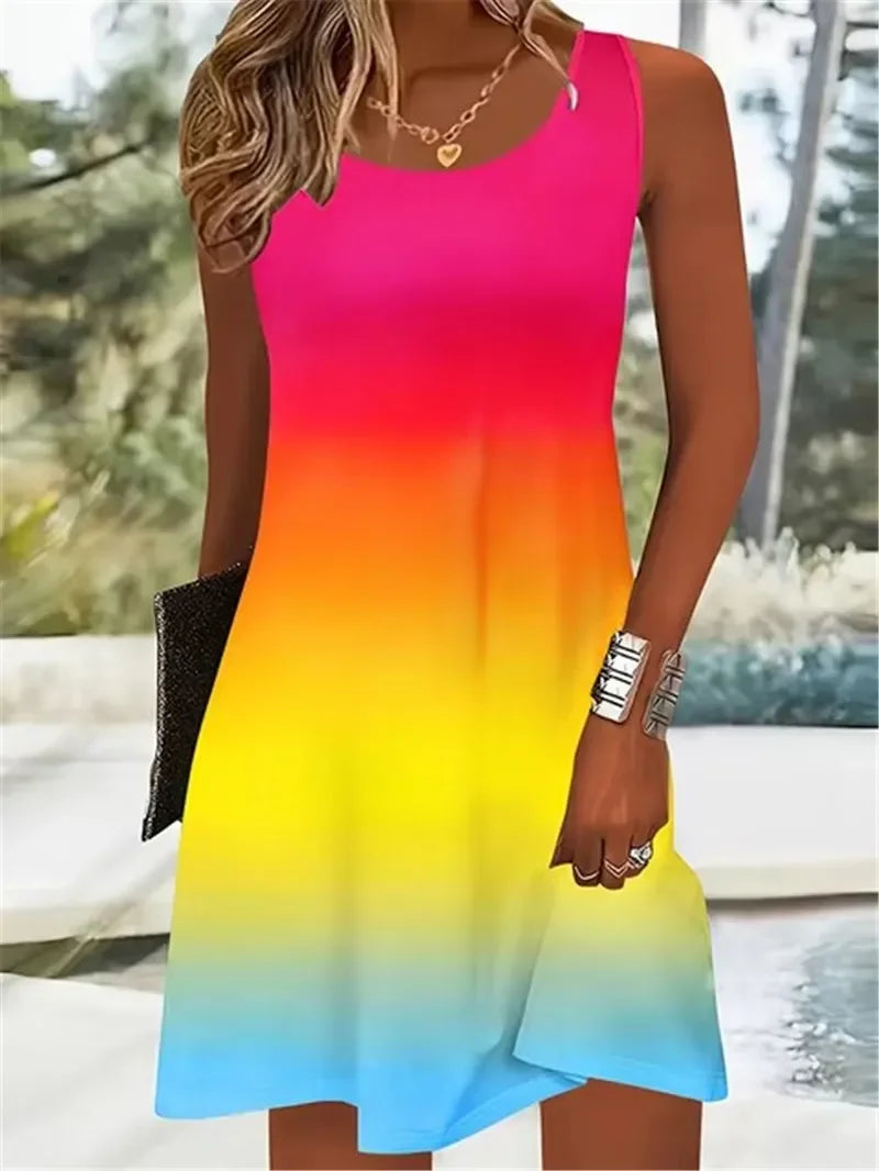 Women Tie-dye Gradient Streetwear Mini Dresses - Empire P.E