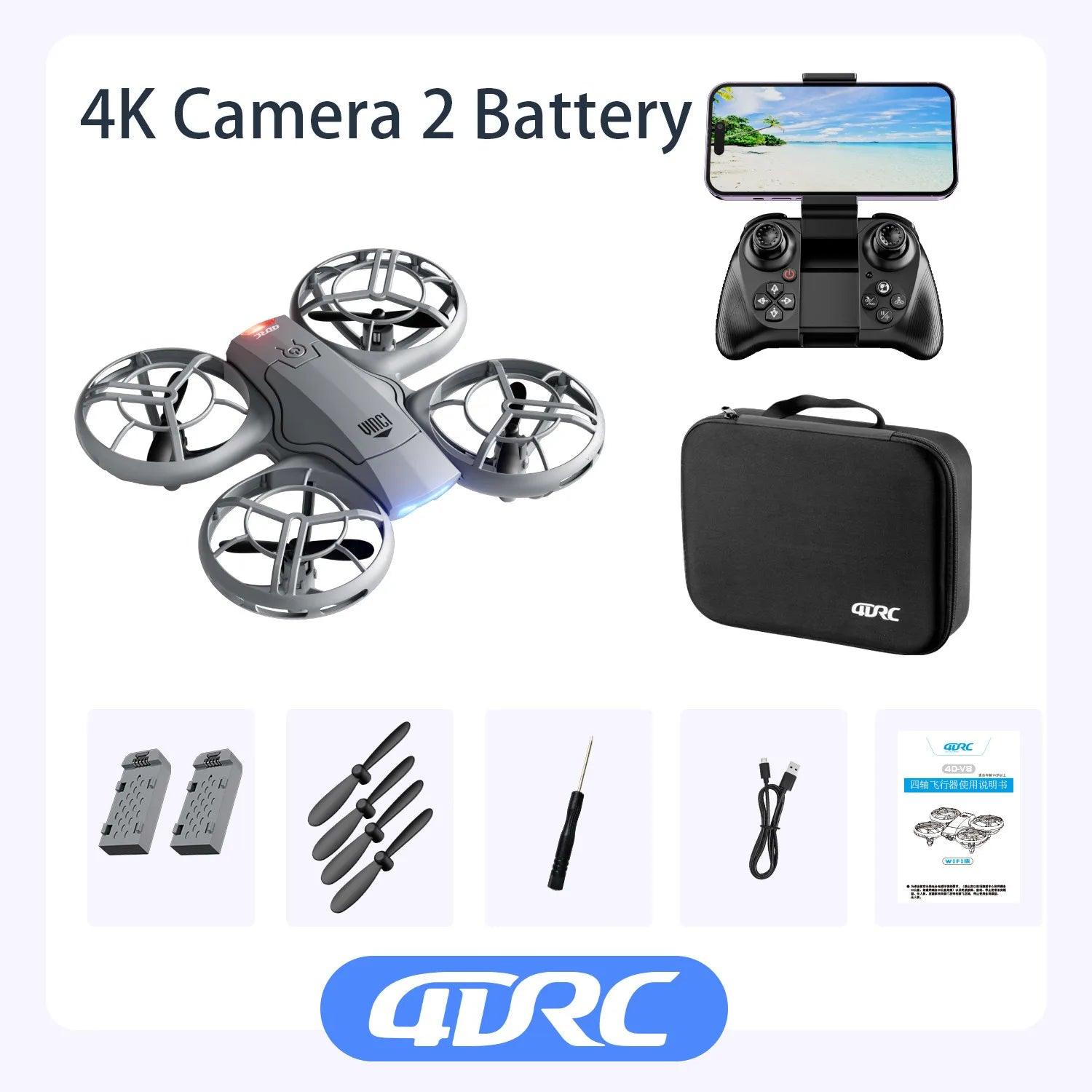 4DRC V8 WIFI FPV Drone Wide Angle HD 4K Camera Height Hold RC Foldable Quadcopter Dron Helicopter Gift Toys - Empire P.E