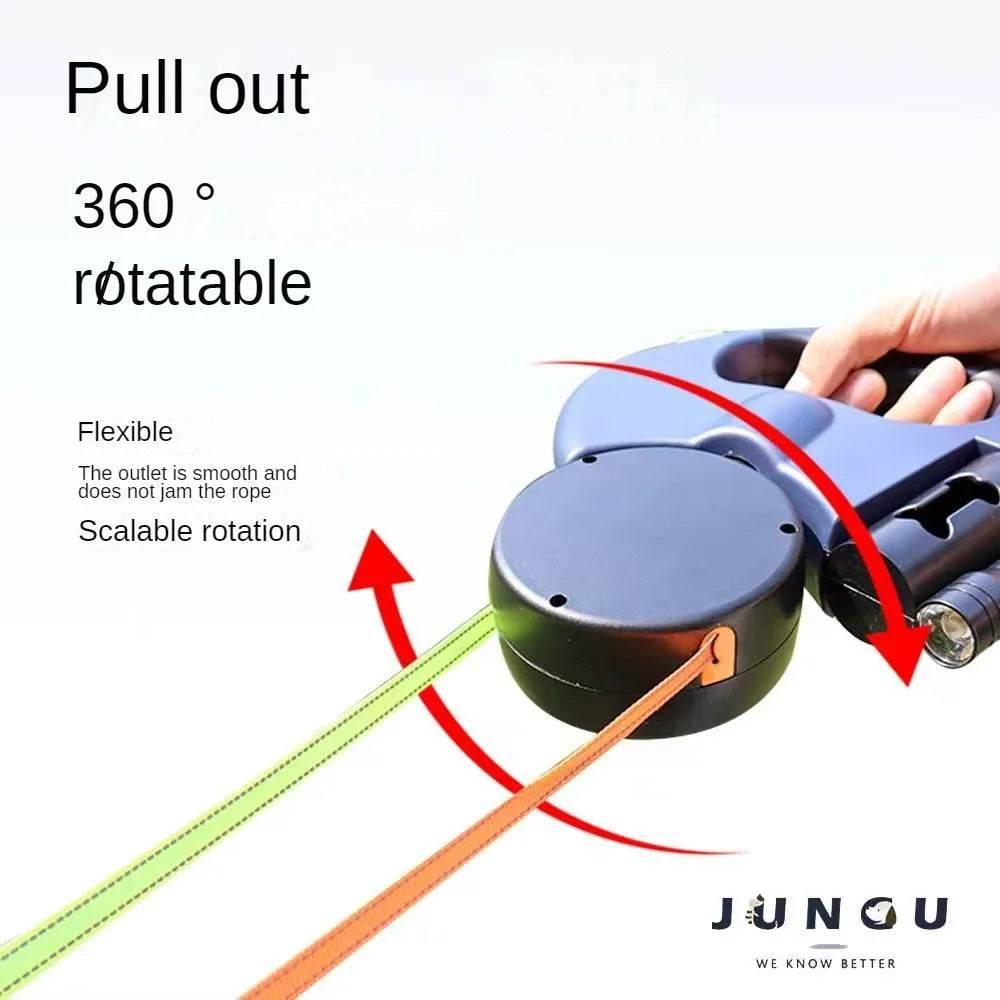 Double dog Leash Light retractable roulette double end leash Portable rotating pet leash for 2 dogs walking pet supplies - Empire P.E