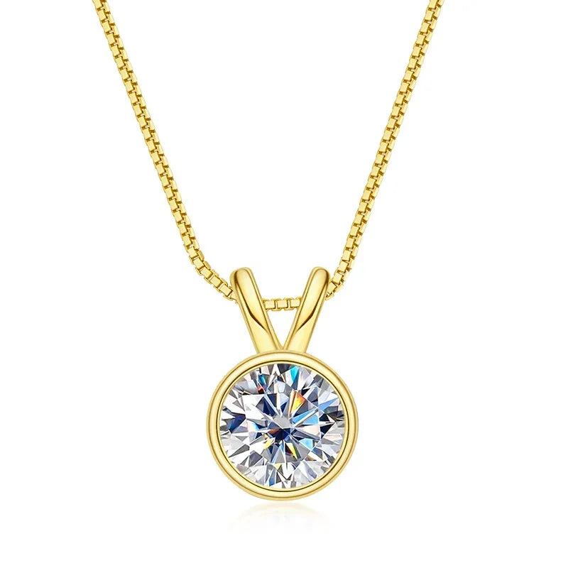 1-2ct D color Moissanite Diamond 18K Gold Plated Classic Necklaces - Empire P.E