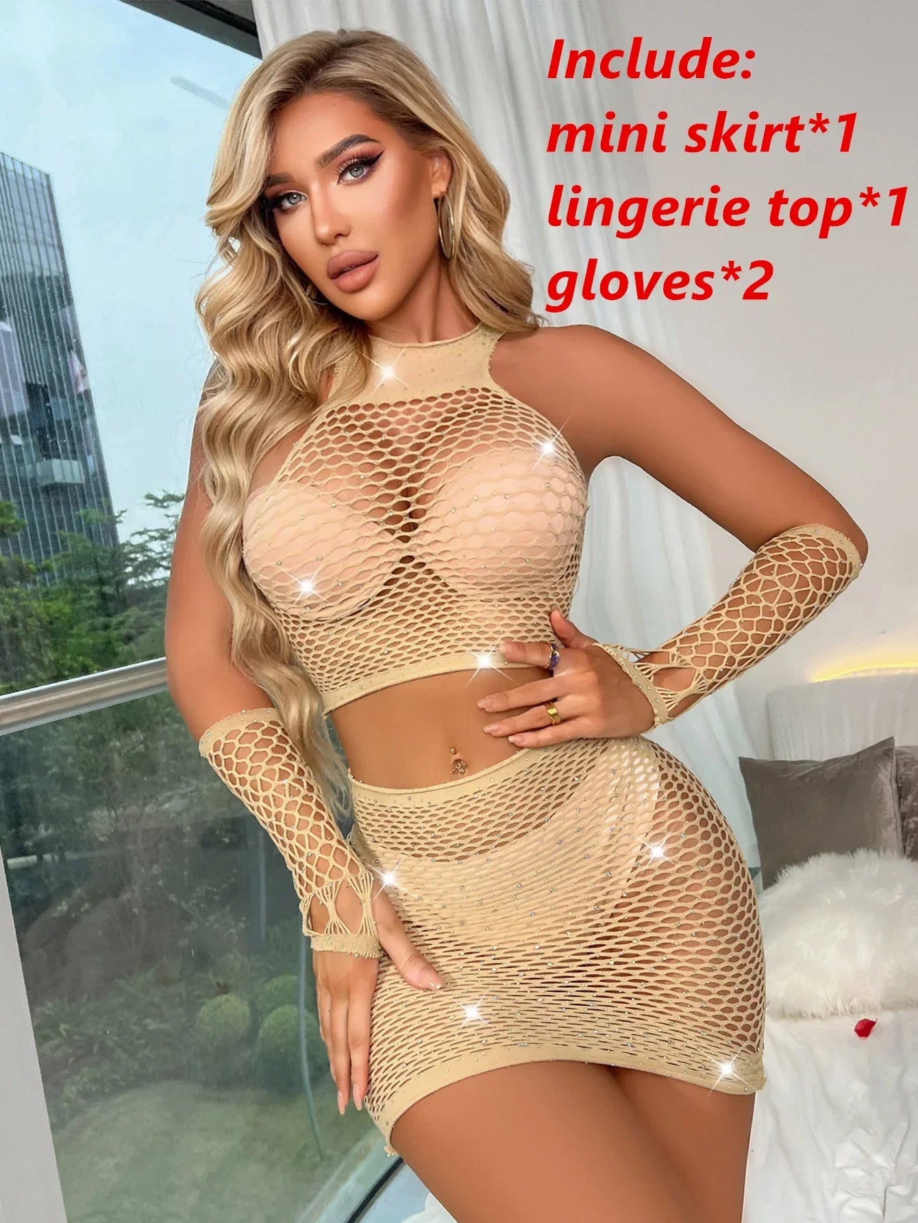 Diamonds Mini Skirt Club Sexy Party Wear Sheer - Empire P.E