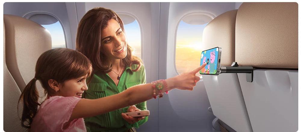 Joyroom Airplane Phone Holder Magnetic Travel Essentials Flexible Rotation Hands-Free Airplane Phone Mount for iPhone 15 Pro Max - Empire P.E