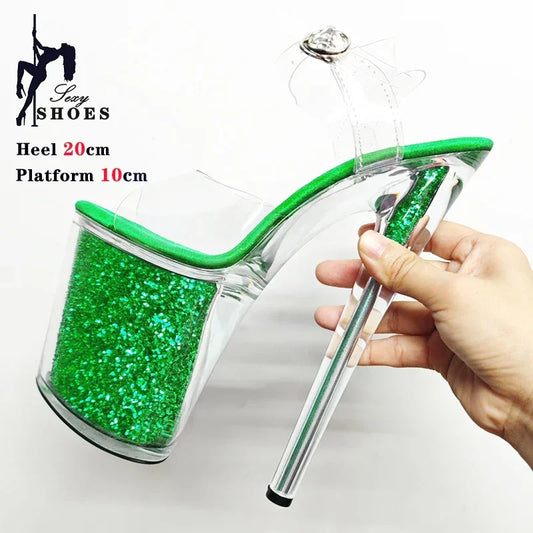 20CM/8inche Exotic Stripper High Heel Glitter Stiletto Heels - Empire P.E