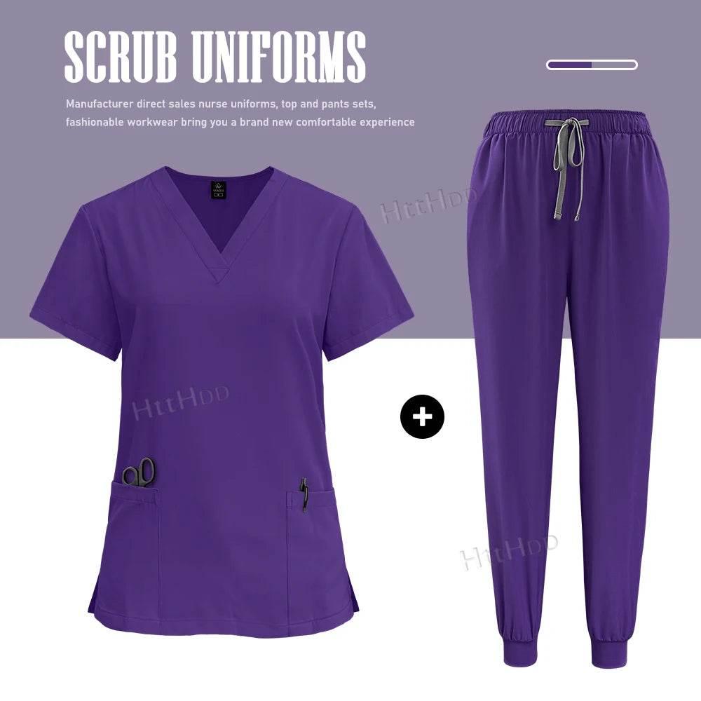 Scrubs Uniforms Sets Nurse Grey Scrubs Uniform Top for Men Hospital Medical Scrubs Unisex Clinic Nursing Surgical Uniforms Woman - Empire P.E