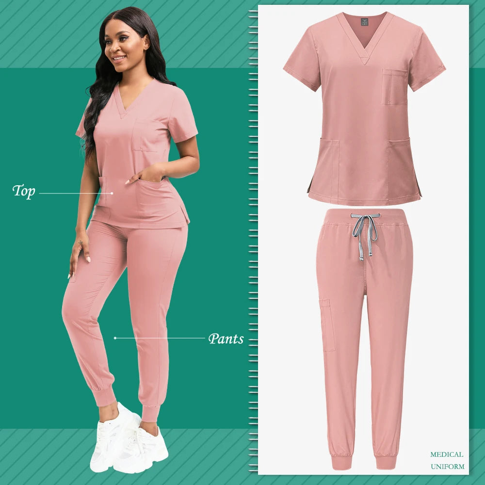 Women's Nursing Scrub Top Pants Medical Suit - Empire P.E