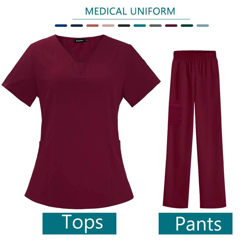 Nurse Medical Uniform High Quality Scrubs Short Sleeve Elastic Pants - Empire P.E