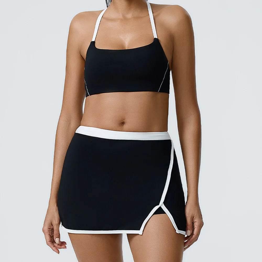Yoga Women Workout Bra and Shorts Two Piece Patchwork Open Back Elastic Fitness Yoga Outfit Sport Set Women - Empire P.E