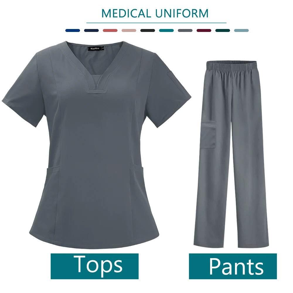 Nurse Medical Uniform High Quality Scrubs Short Sleeve Elastic Pants - Empire P.E