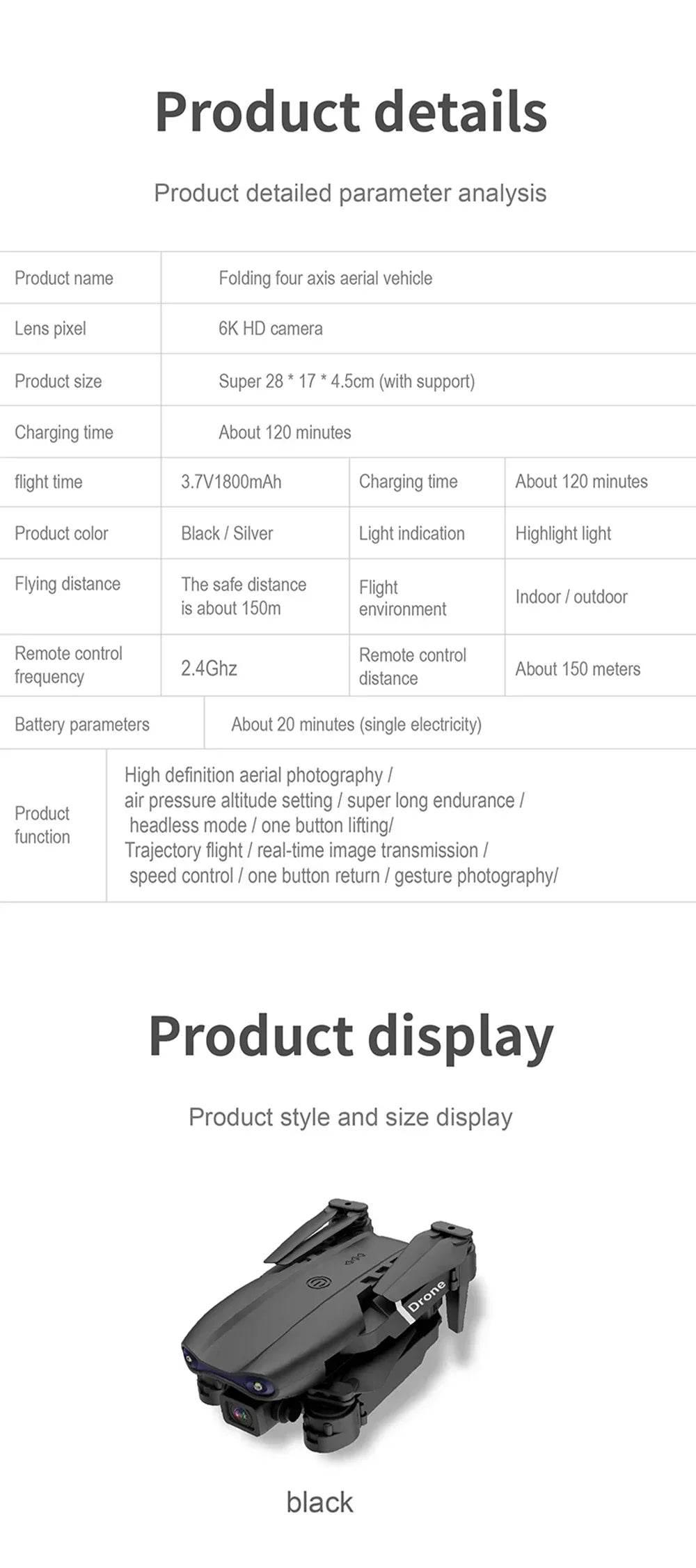 E99 Quadcopter Folding Drone Remote Control Handle Four Axis Aircraft HD Photography UAV Altitude Fixation - Empire P.E