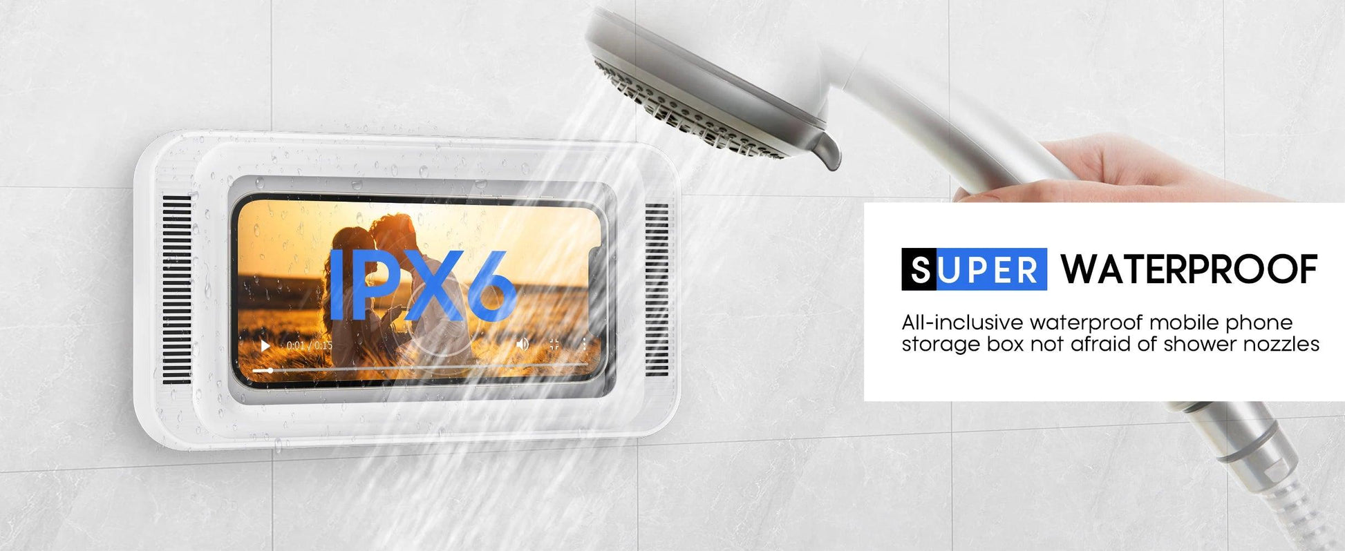 Shower Phone Holder with Speaker Waterproof 480 Rotation, Wall Phone Mount - Empire P.E