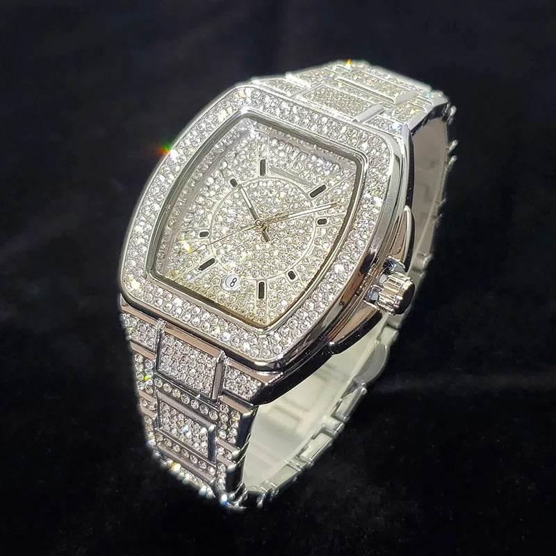New Luxury Diamond Watch for Men Fashion Shiny Party Jewelry Watches Hip Hop Iced Out Bling Golden Relogio Masculino Dropshiping - Empire P.E