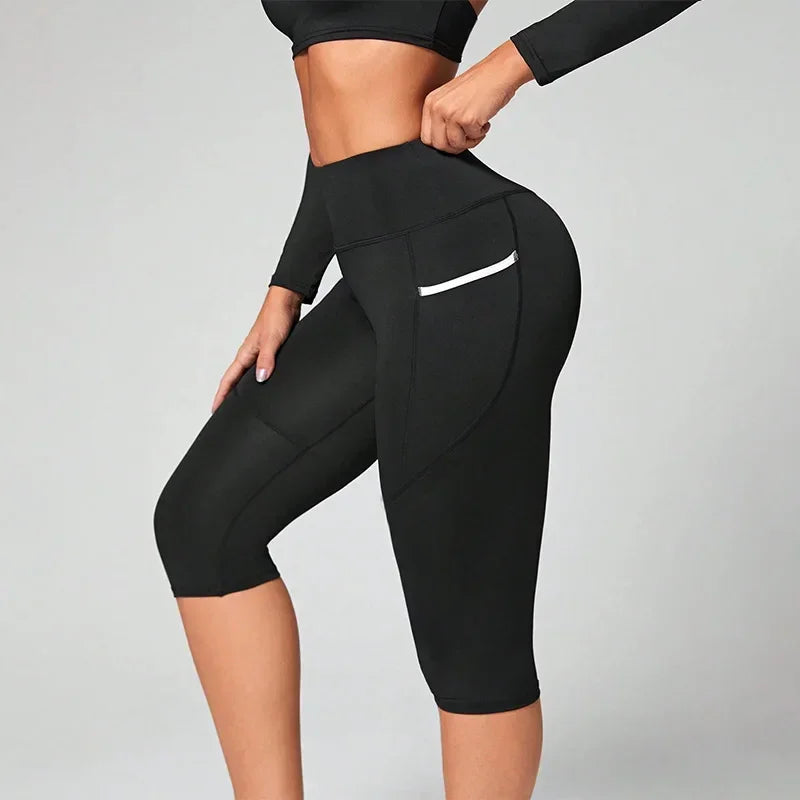 High Waist Yoga Pants Capri Leggings with Pockets for Women Tummy Control Workout Capri Leggings for Women - Empire P.E