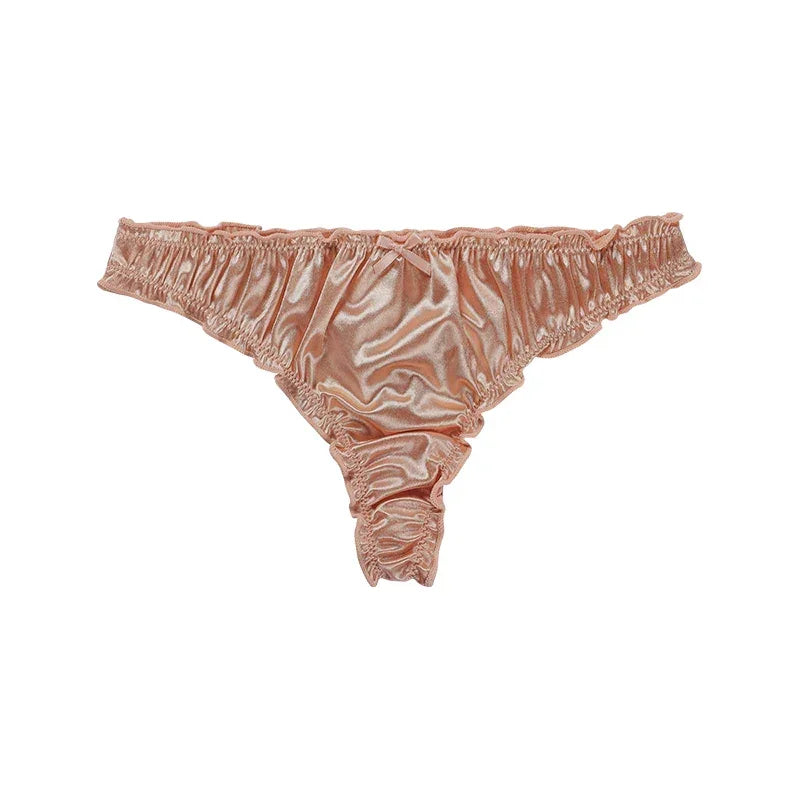 1Pcs/7Pcs Hot Sale Ladies Frill Trim Satin Ice Silk Seamless No Show Underwear - Empire P.E