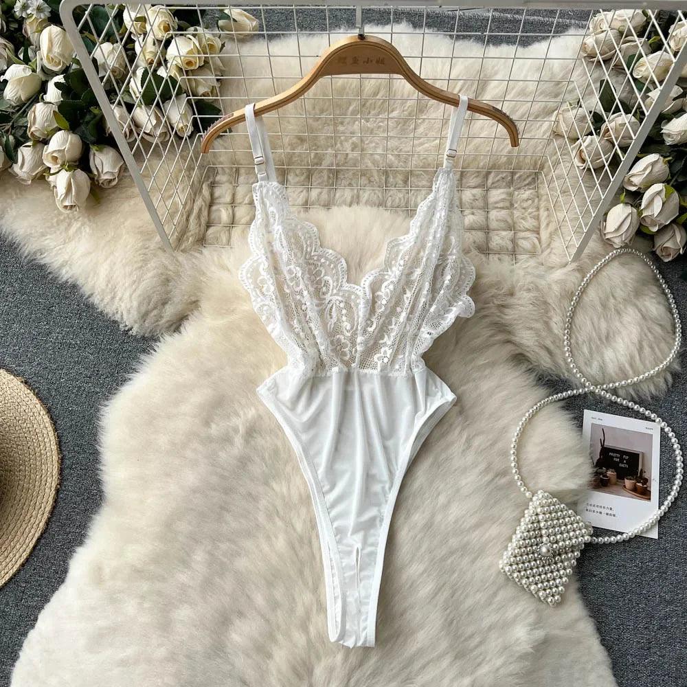 Hollow Out Cosplay Lingerie Lace Backless Jumpsuit - Empire P.E