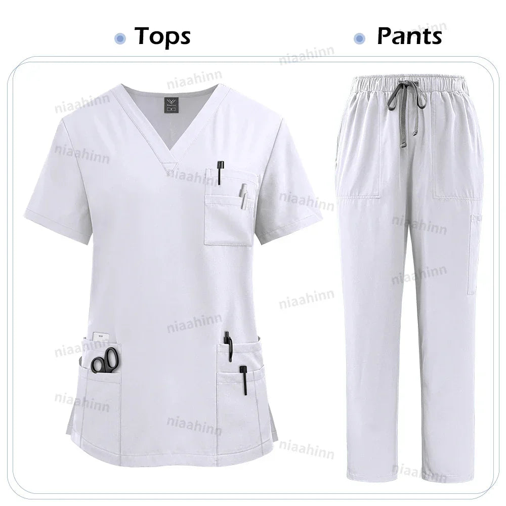 Women's Short Sleeve Tops+Pants Scrub Set - Empire P.E