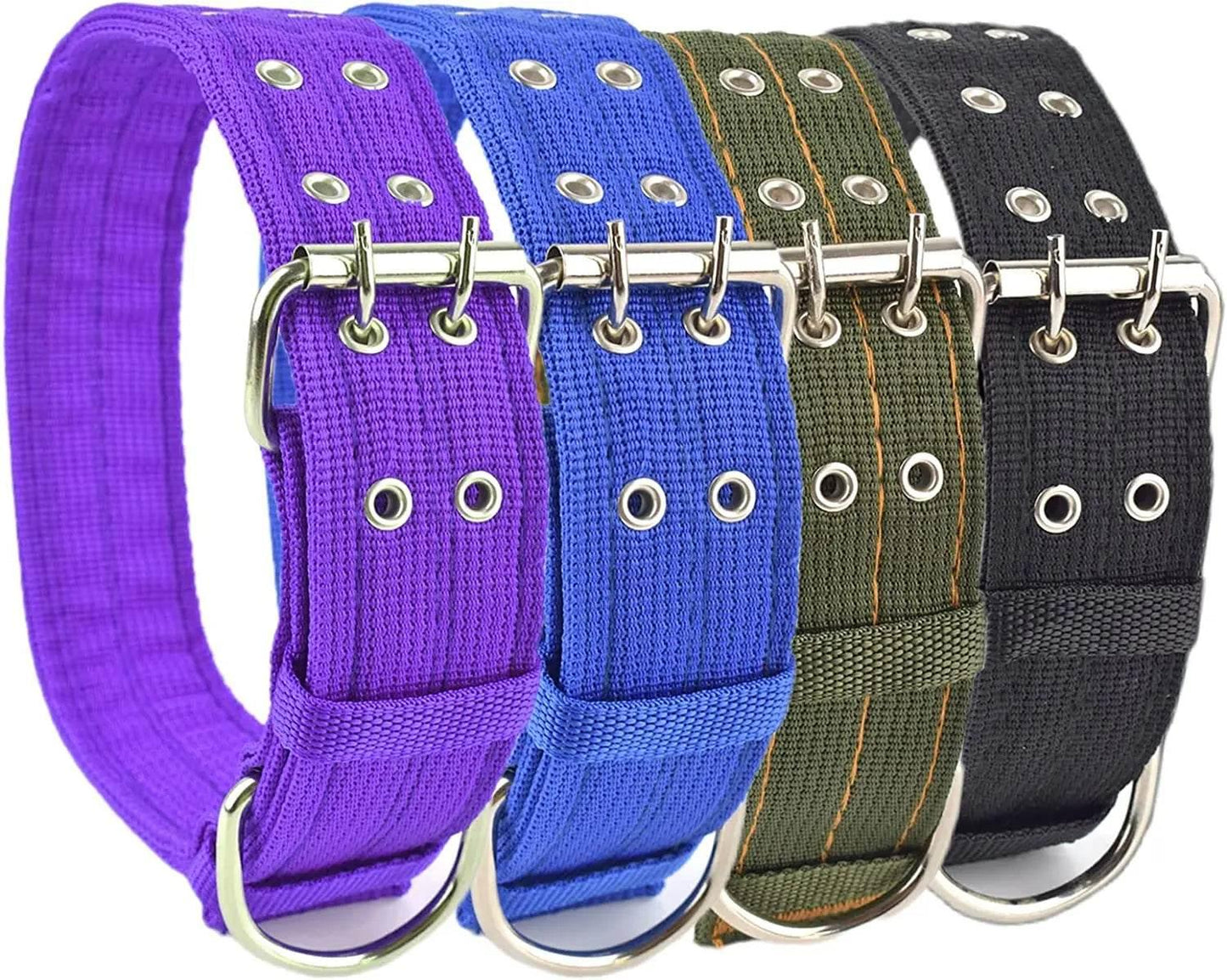 Heavy Duty Wide Military Thick Dog Collars for Large Dogs Adjustable Strong Nylon Tactical Pet Collar with 2-Rows Metal Buckle - Empire P.E