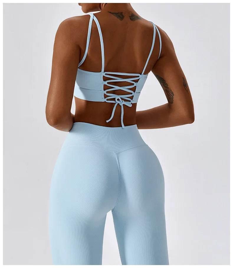 2PCS Seamless Yoga Set Gym Clothes Sportswear Yoga Suits For Women Fitness Rib Tracksuits Sports Bra Gym Leggings Sports Suits - Empire P.E