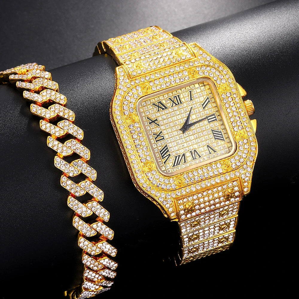 Luxury Moissanite Iced Out Watches Hip Hop Bust Down Diamond Watch - Empire P.E