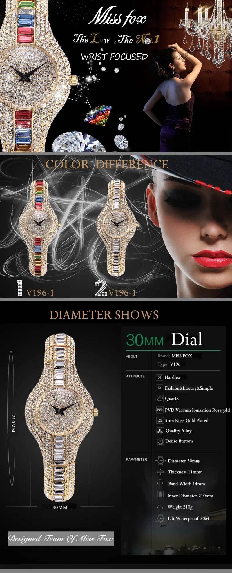 Luxury Iced Watches Women Brand Rainbow DIamond - Empire P.E