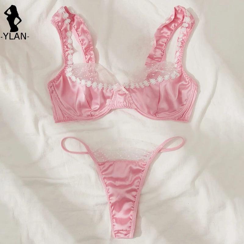 Fine Satin Lingerie Sexy Underwear 2 Piece Women Set - Empire P.E