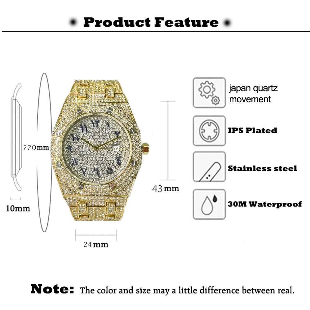 2023 New Arab Number Watch For Men Luxury Fully Diamond - Empire P.E