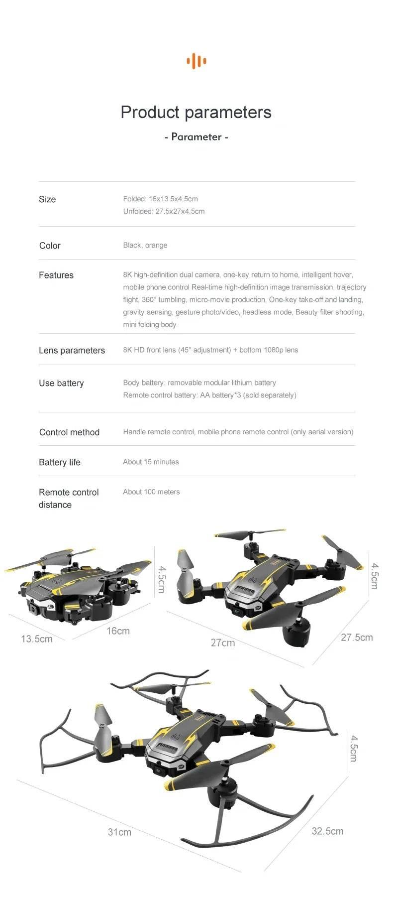 Outdoor G6 Drone 5G Professional 8K HD Aerial Photography Omnidirectional Obstacle Avoidance Quadrotor Distance 10000M - Empire P.E