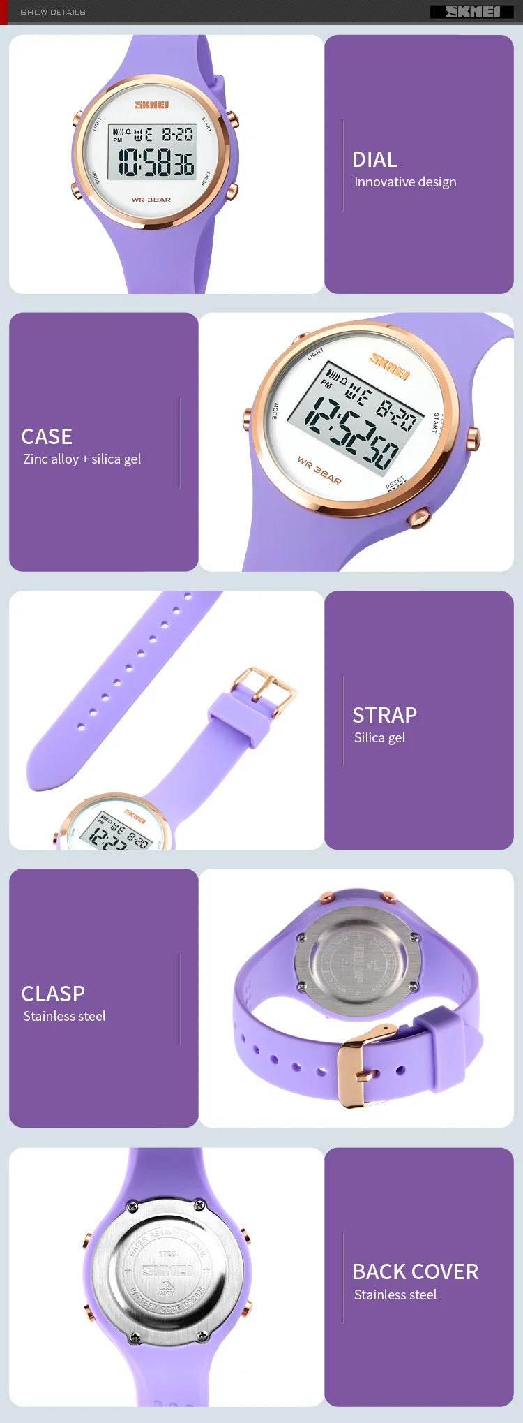 Fashion Digital Watches for Womens Waterproof LED Light Silicone Strap - Empire P.E