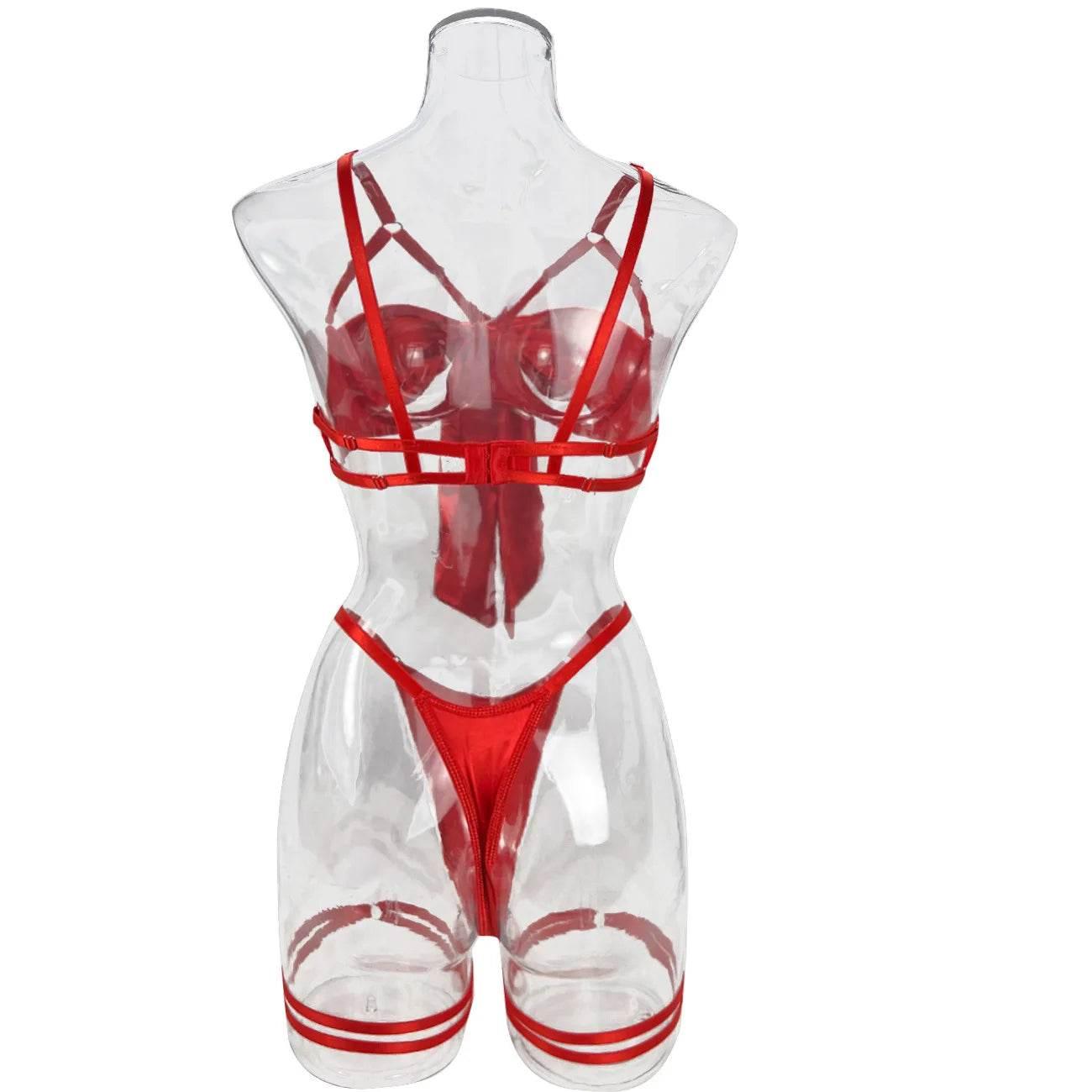 Bowknot Lingerie Open Bra Lace Up - Empire P.E