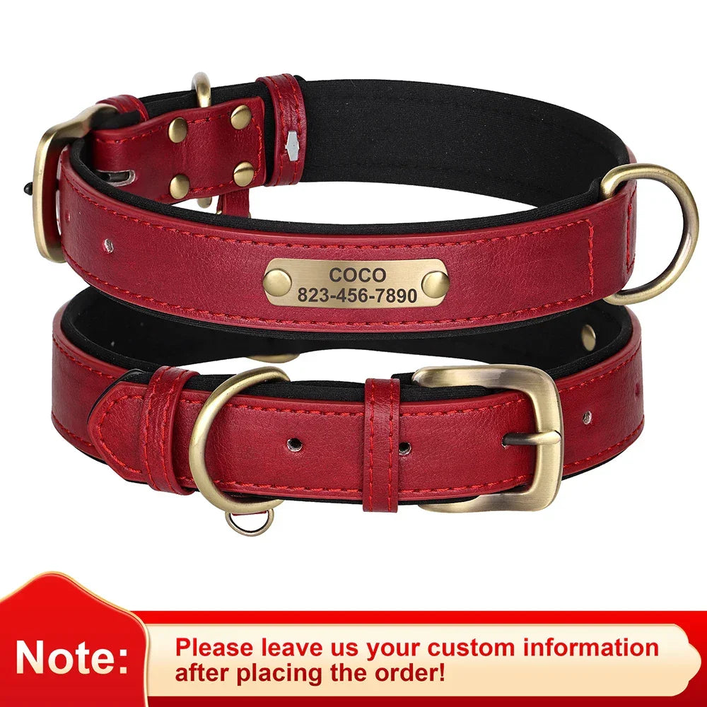 Personalized Dog Collar Custom Engraved PU Leather - Empire P.E