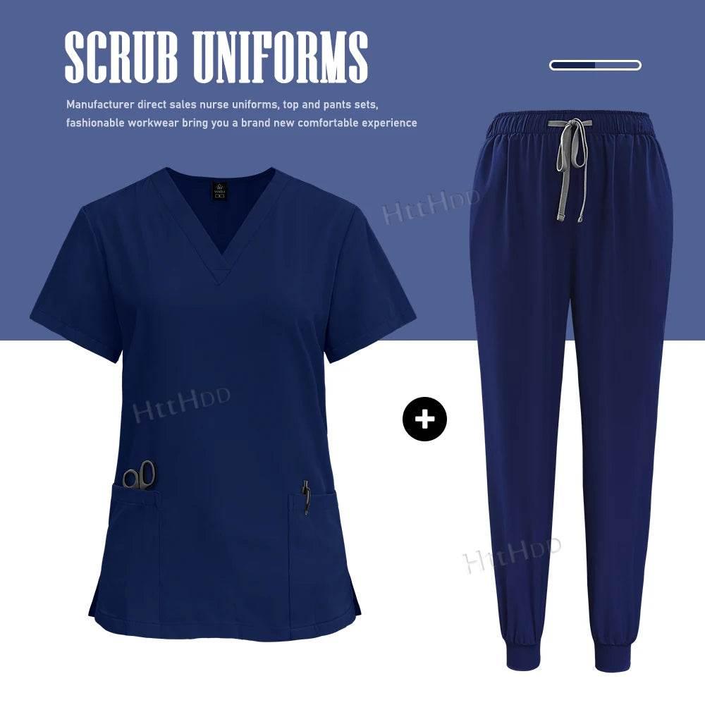 Scrubs Uniforms Sets Nurse Grey Scrubs Uniform Top for Men Hospital Medical Scrubs Unisex Clinic Nursing Surgical Uniforms Woman - Empire P.E