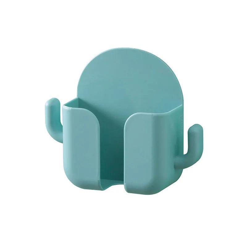 1pc Adhesive Wall Mount Phone Holder With Hooks, Storage Box ForMobile Phone Remote Control, Storage Box For Bedroom, Kitchen,Ba - Empire P.E