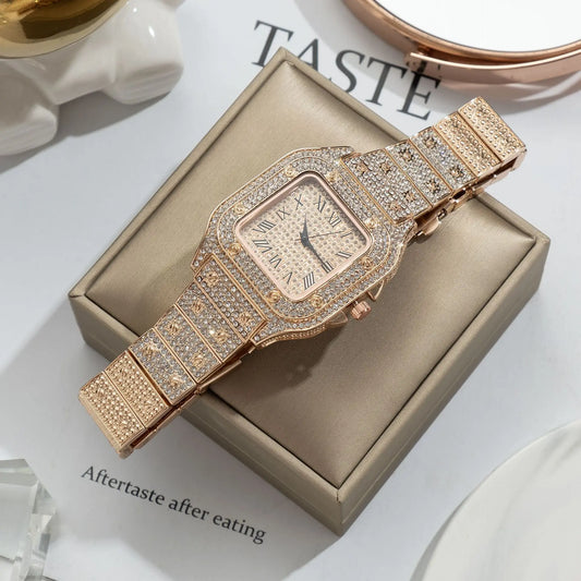Men's Business Square Starry Sky Steel Belt Diamond Watch