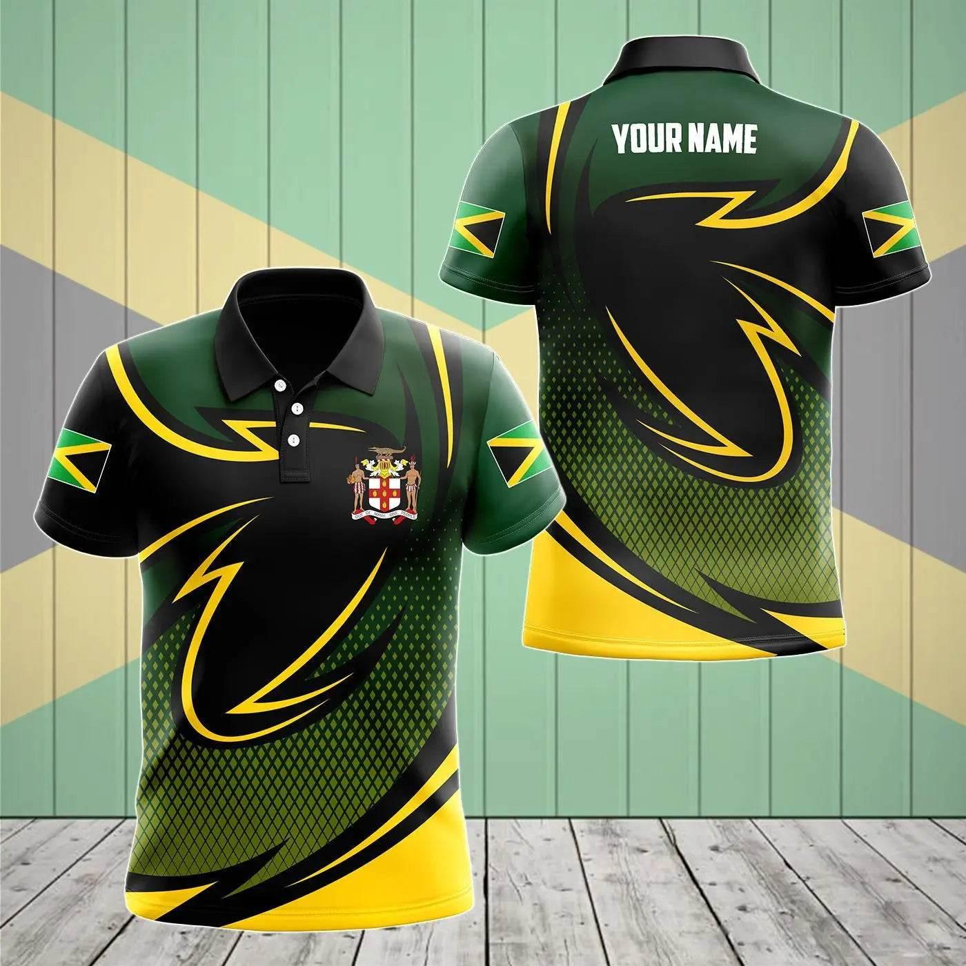 Jamaica Flag & Coat of Arms Customized Polo Shirt Summer Casual Streetwear Men's Fashion Loose Jersey Plus Size Sportswear - Empire P.E